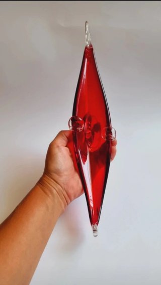 Cenicero Góndola Vidrio Soplado Rojo Vintage