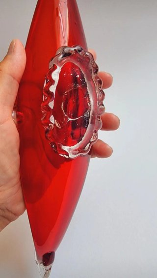 Cenicero Góndola Vidrio Soplado Rojo Vintage