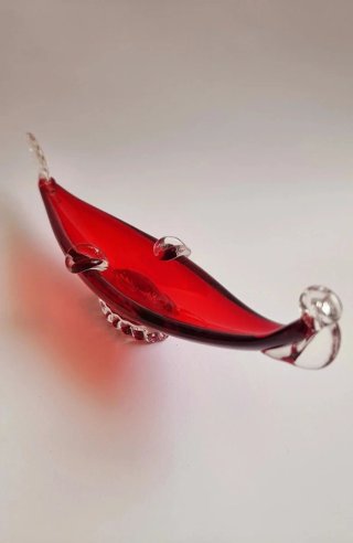 Cenicero Góndola Vidrio Soplado Rojo Vintage