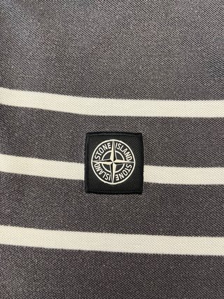 Polo Stone Island a righe grigio e bianco