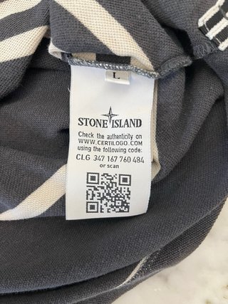Polo Stone Island a righe grigio e bianco