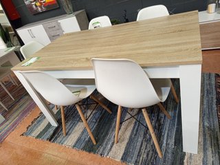 Mesa Comedor Madera Clara y 4 Sillas
