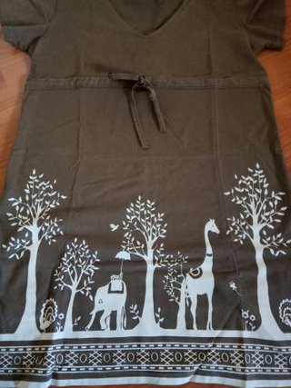 Vestido estampado marrón y blanco