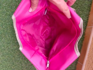 Bolso y neceser floral beige y rosa