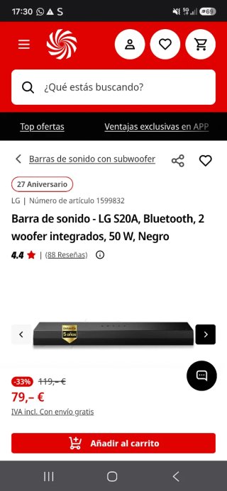 LG Soundbar S20A a estrenar