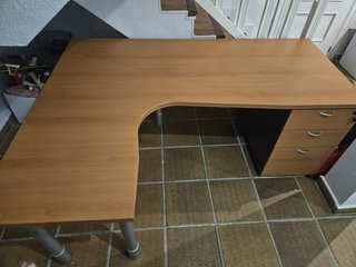 Mesa de despacho L madera y metal