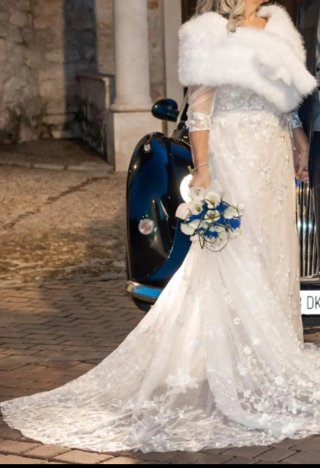 Vestido de Novia Beige y Blanco, ahora sin mangas