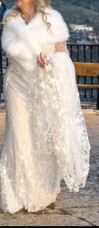 Vestido de Novia Beige y Blanco, ahora sin mangas