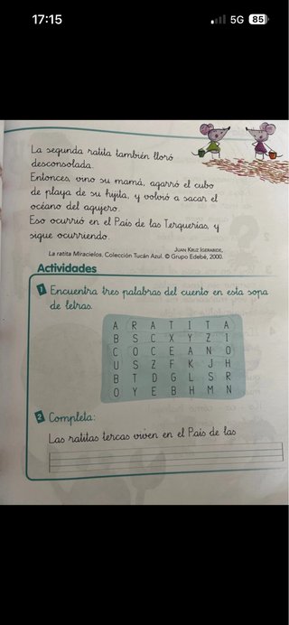 Milhojas, 1 Primaria lecturas antología