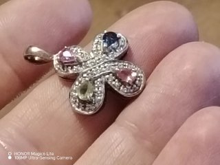 Pendente croce argento pietre vere
