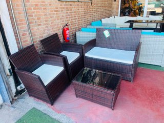 Conjunto Muebles Jardín Ratán Marrón 2+1+1
