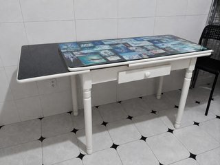 Mesa escritorio extensible cristal