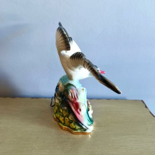 Lámpara cerámica ave acuario vintage