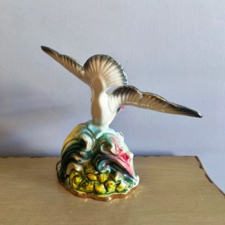Lámpara cerámica ave acuario vintage