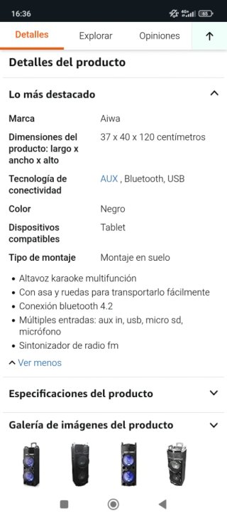 Altavoz Aiwa KBTUS-900 con 2 micrófonos