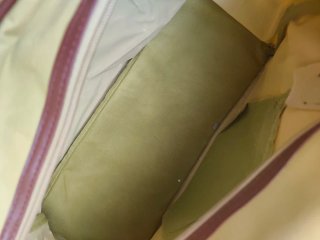 Bolso de tela verde con asas efecto piel – Amplio