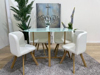 Mesa cristal templado y 4 sillas comedor