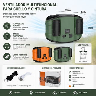 Ventilador Cintura/Cuello Recargable USB