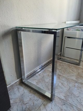 Mesa escritorio cristal y metal