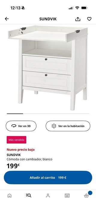Cómoda y cambiador Ikea Sundvik + cambiador Vadra