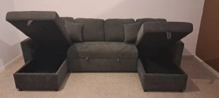 Sofá Cama Gris/Marrón con Arcones