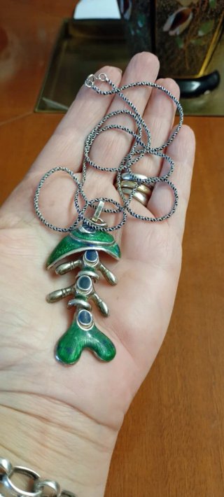 Collana e ciondolo cloisonné argento 800/925