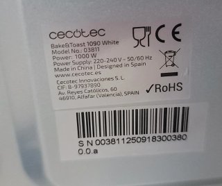 Horno Eléctrico Cecotec Bake&Toast 1090 nuevo.