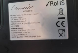 Robot Cocina Mambo Cecotec Touch Jarra Habana