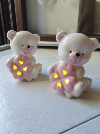 2 Orsetti Porcellana con lampada interna