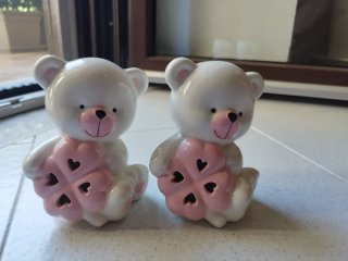 2 Orsetti Porcellana con lampada interna