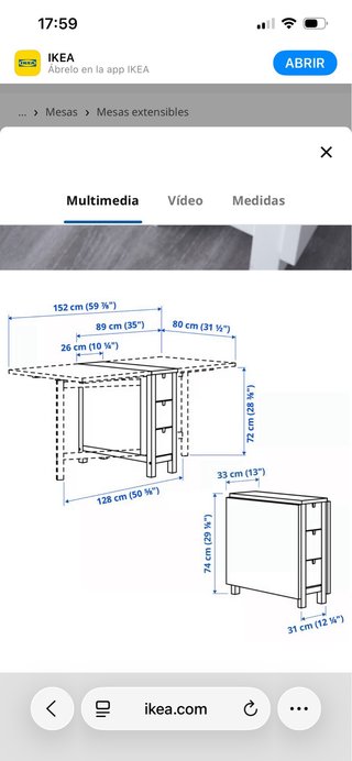 Mesa Ikea Norden Madera + 4 Sillas