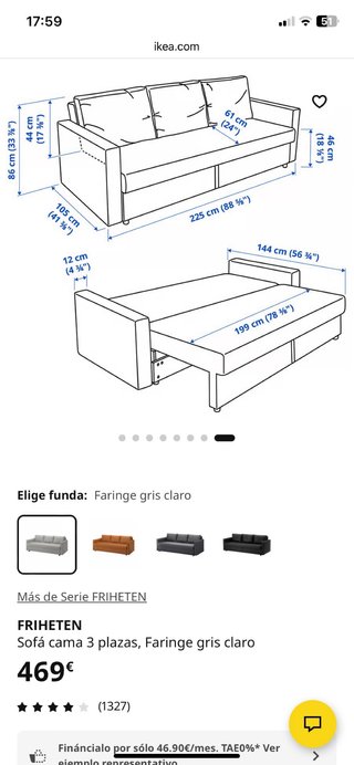 Sofá Cama Gris Ikea Friheten