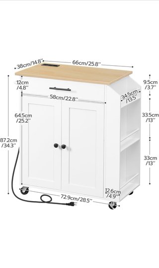 Carrito de cocina blanco con ruedas