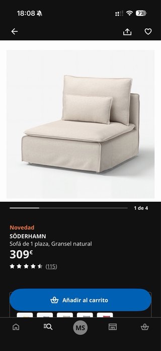 Butaca modular tela beige Soderhamn