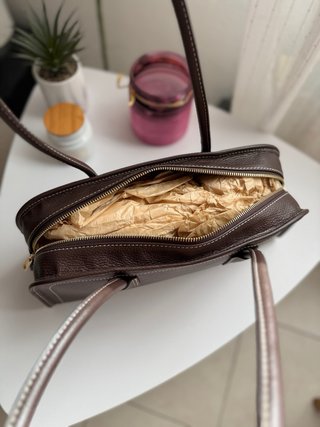 Borsa vera pelle East-West Marrone Caffè