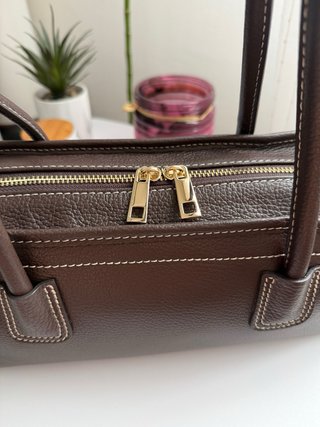 Borsa vera pelle East-West Marrone Caffè