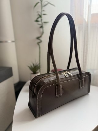 Borsa vera pelle East-West Marrone Caffè