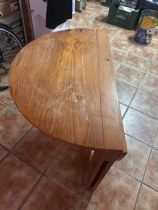 Mesa redonda plegable de madera maciza