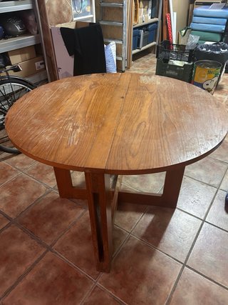 Mesa redonda plegable de madera maciza