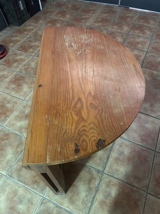 Mesa redonda plegable de madera maciza