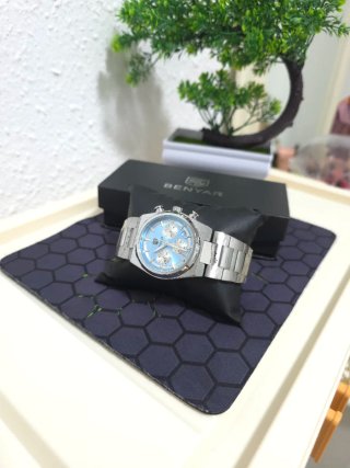 Reloj Benyar Cronógrafo Azul Plateado