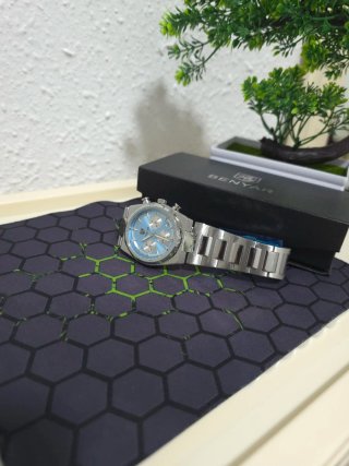 Reloj Benyar Cronógrafo Azul Plateado