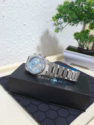 Reloj Benyar Cronógrafo Azul Plateado