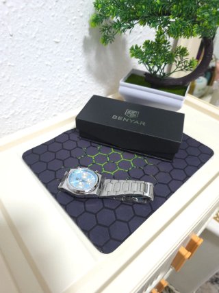 Reloj Benyar Cronógrafo Azul Plateado