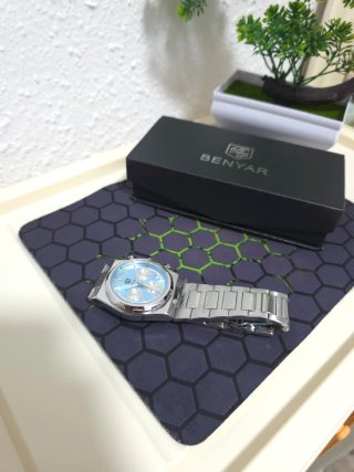Reloj Benyar Cronógrafo Azul Plateado