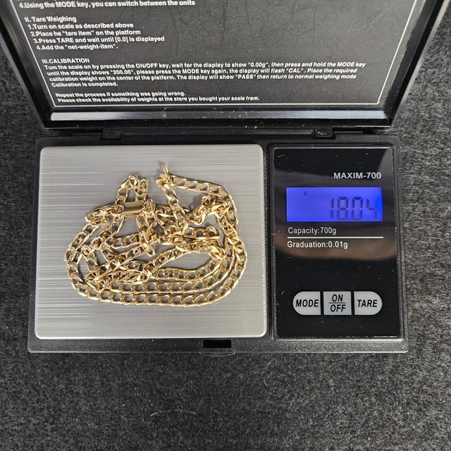 Cadena Oro 18K Cubana Cuadrada 18.04gr 64cm