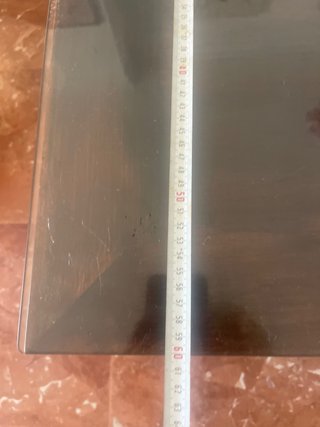 Mesa de centro de cristal y madera