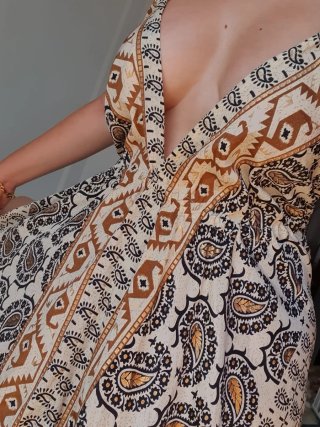 Vestido Boho Beige y Marrón Talla Única