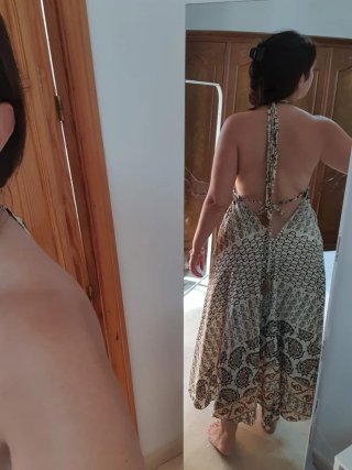 Vestido Boho Beige y Marrón Talla Única