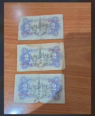 Lote 3 Billetes 2 Pesetas República Española 1938